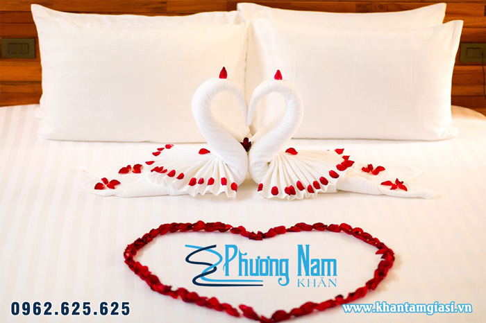 kiểu gấp khăn hình chim thiên nga